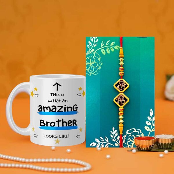Amazing Brother Rakhi Gift Combo with Mug and Designer Rakhi for Rakshabandhan