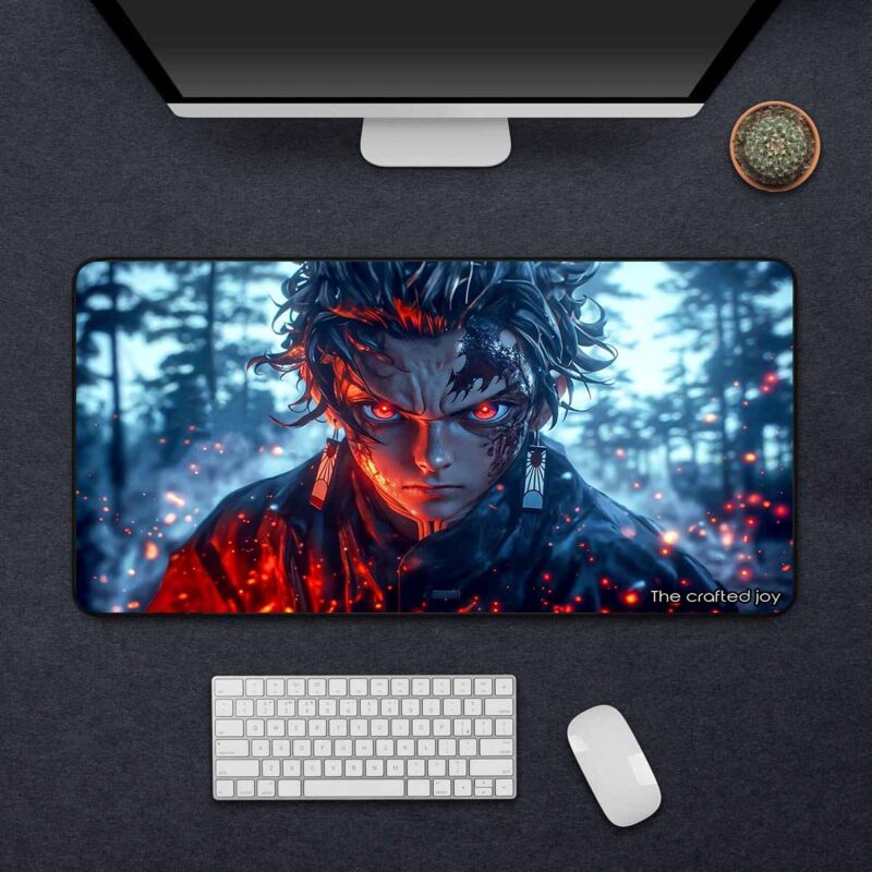 Tanjiro Kamado Deskpad 600x300mm – Large Anime Gaming Mouse Pad with Stitched Edges | The Crafted Joy