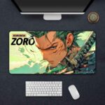 Roronoa Zoro Deskpad 600x300mm – One Piece Anime Gaming Mouse Pad with Stitched Edges | The Crafted Joy